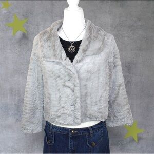 Y2K Faux Fur Jacket Cozy Cropped Gray Winter Layer